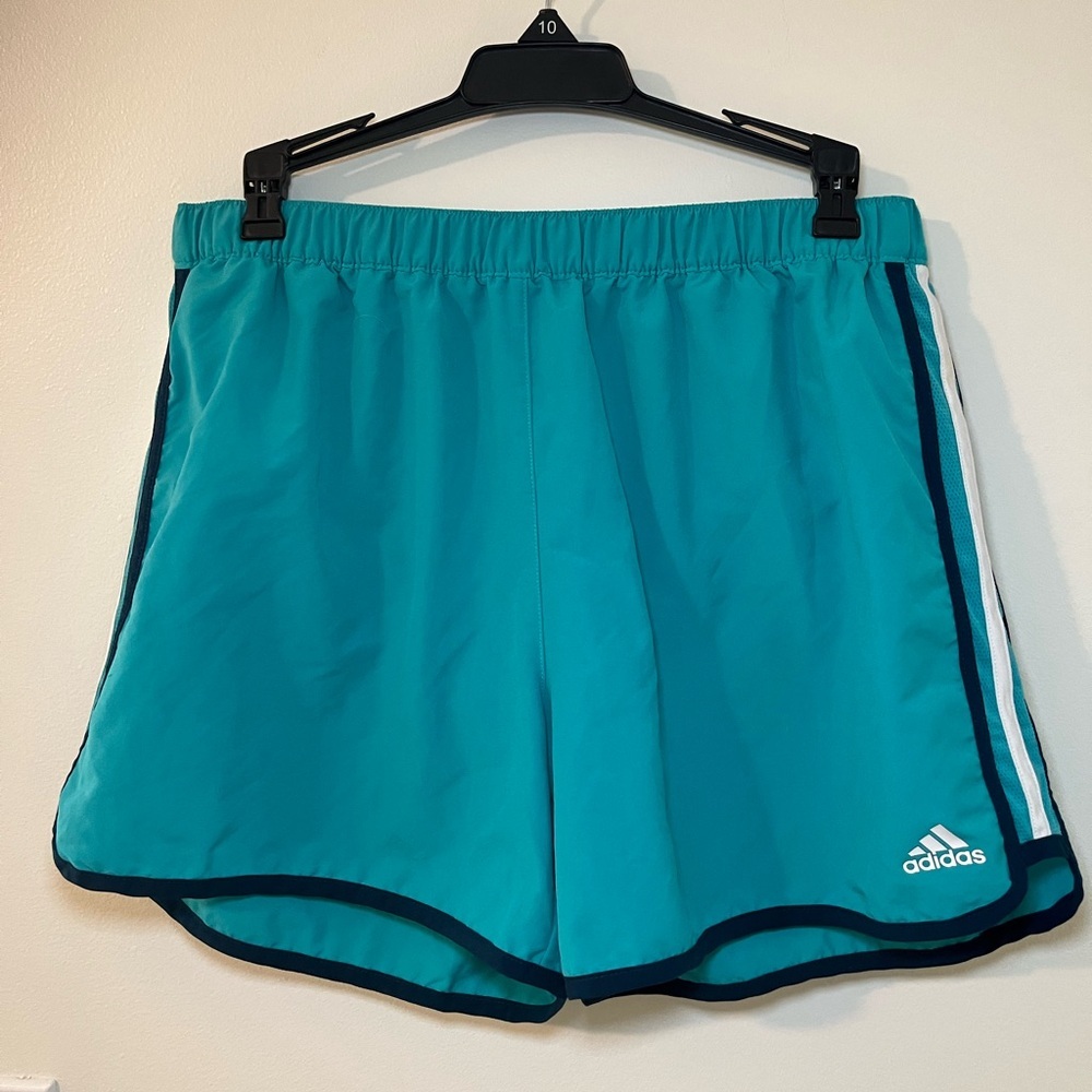 Adidas Climalite Marathon 10 Aqua Blue Navy White Running Shorts Large